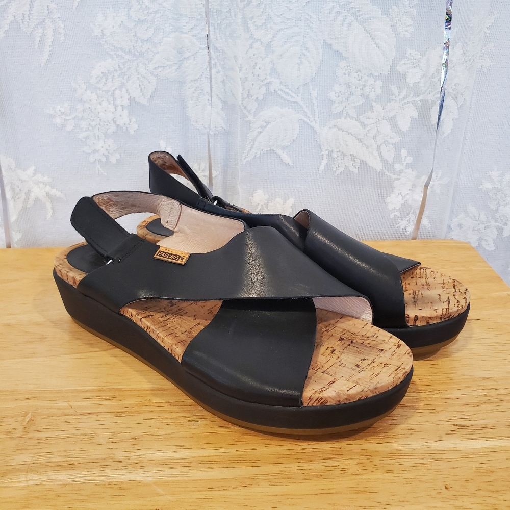 Pikolinos Womens Black Leather Sandals